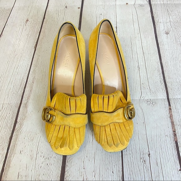 Gucci marmont double G suede fringe pumps - Picture 1 of 16